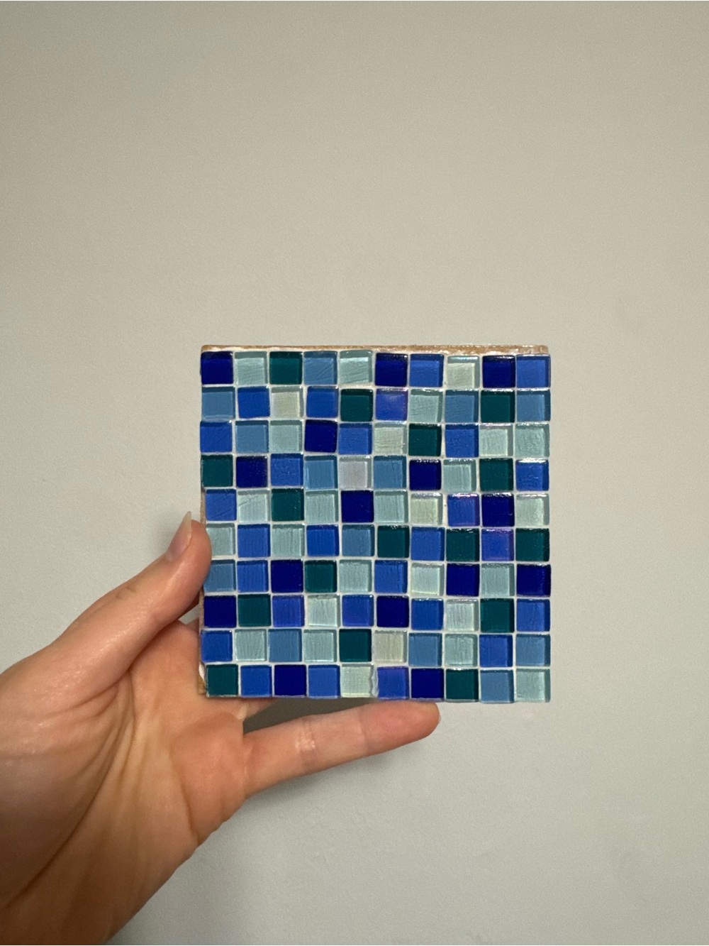 Homemade Mosaic Coaster
Different Shades of Blue